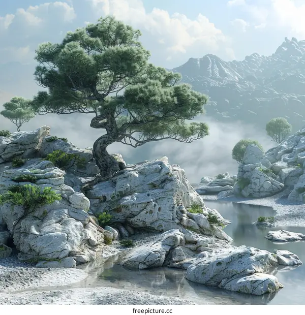 Rocky Mountain Lake in a Serene Landscape