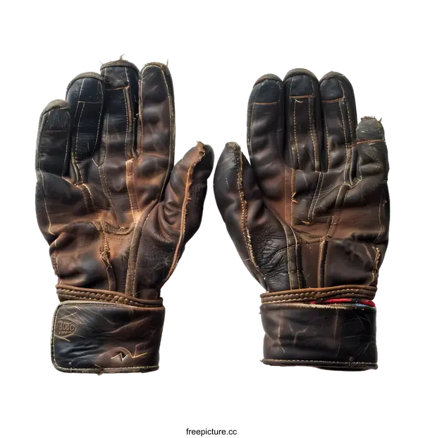 [Transparent Background PNG]Pair of Vintage Leather Gloves Isolated on White Background