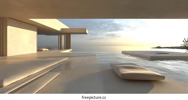 Modern Minimalist Architecture House Design With Infinity Pool Overlooking The Ocean