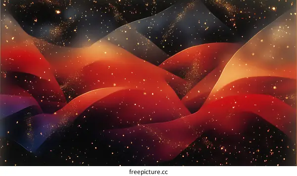 Abstract Colorful Waves with Sparkling Dust