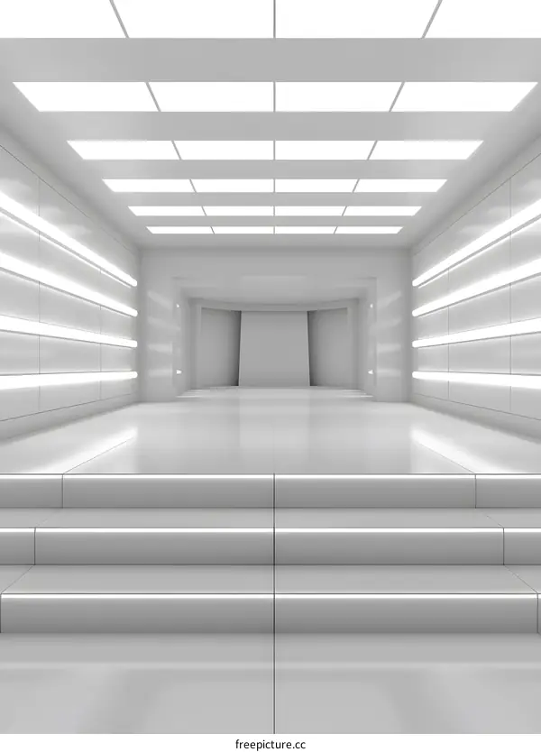Modern White Room With Light Panels
