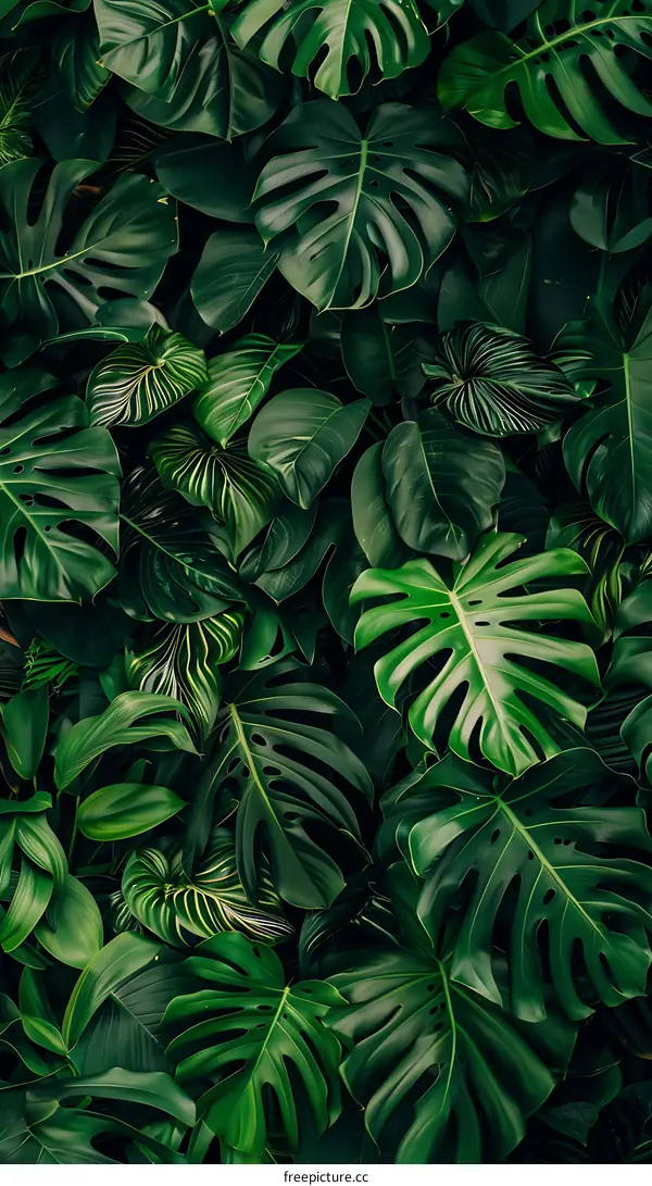 Green Tropical Leaves Background Pattern