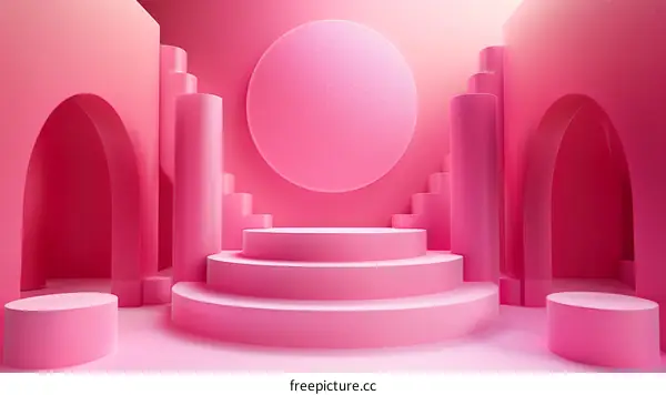 Abstract Pink Geometric Room Interior