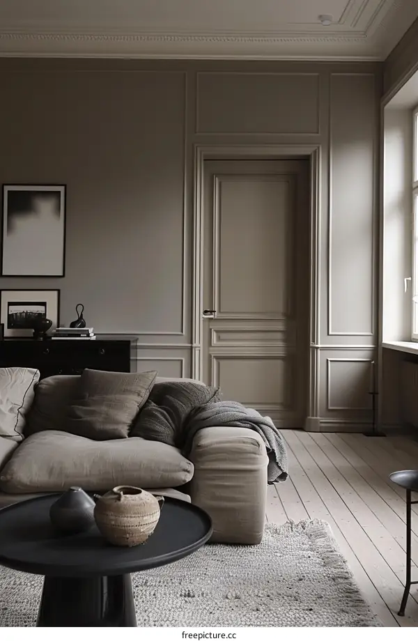 Warm and inviting living room with neutral colors