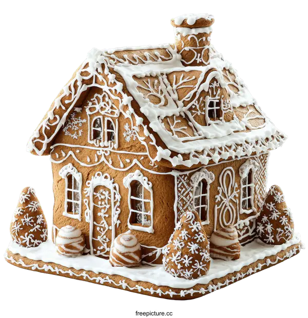 [Transparent Background PNG]Delicious Homemade Gingerbread House Decoration
