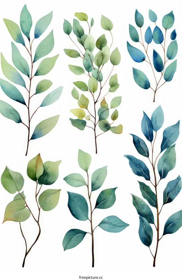 Aquarelle Set of Botanical Elements