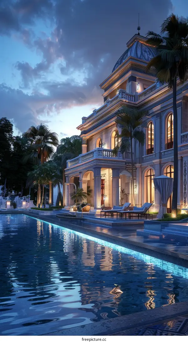 Luxurious Mansion with a Grand Swimming Pool