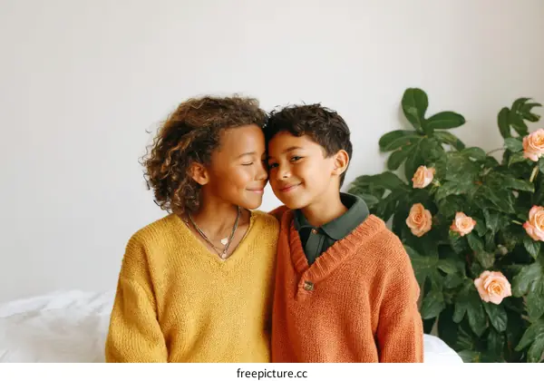 Affectionate Siblings Embrace