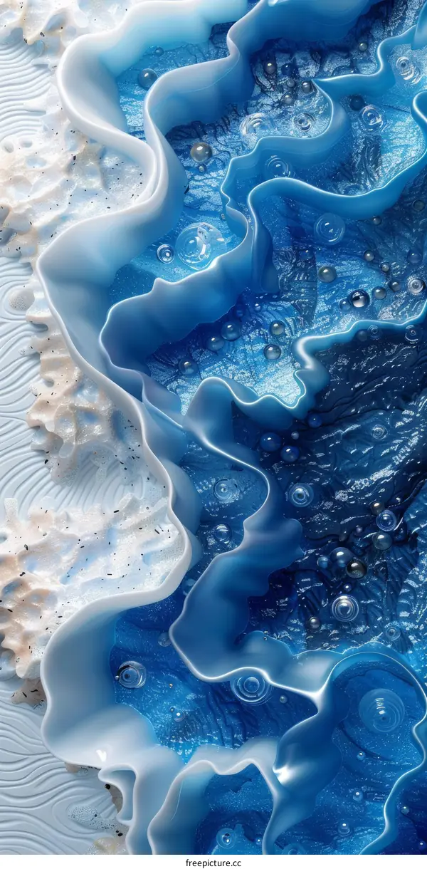 Abstract Blue Fluid Forms