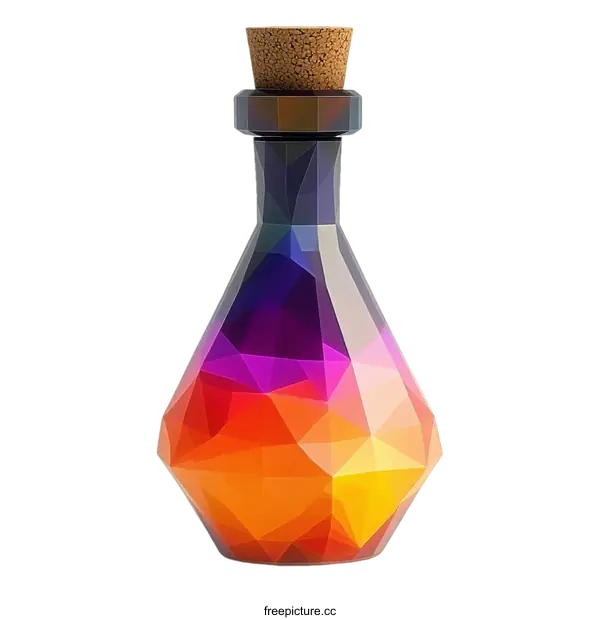 [Transparent Background PNG]Geometric Colorful Glass Bottle Illustration