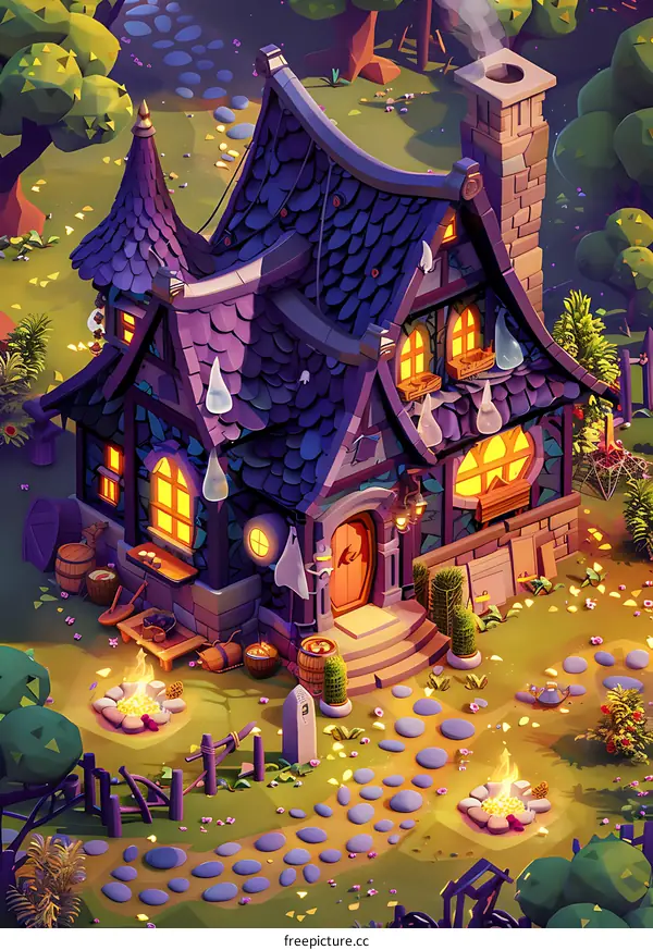 Fantasy Style Witch Cottage Illustration