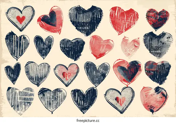 A Collection of Grunge Style Hearts