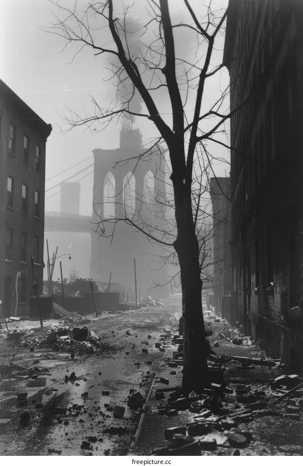 Ruins of a street in the aftermath of the Great Chicago Fire of 1871