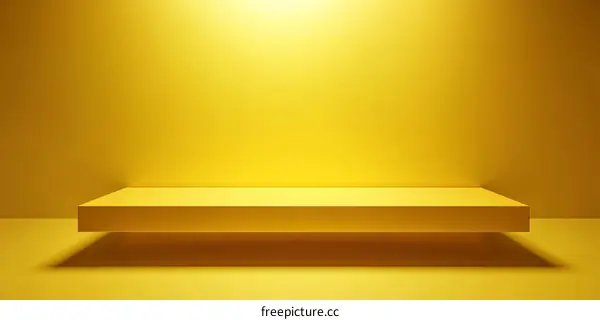 Empty Yellow Floating Shelf Display