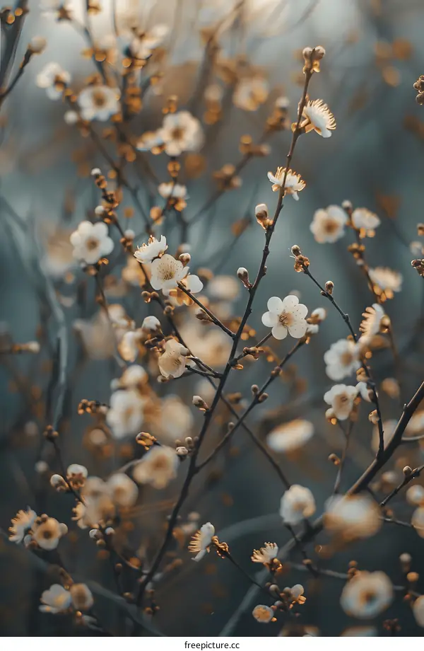 Close Up of White Flowers on a Branch