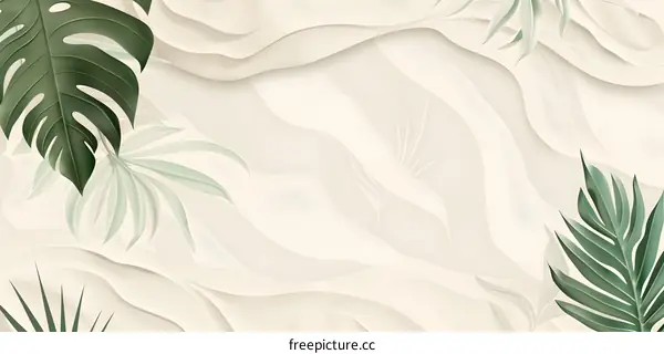 Tropical Leaves and White Sand Background Illustration
