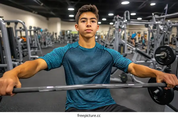Young Man Working Out at the Gym