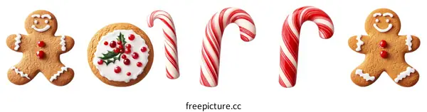 Christmas Cookies and Candies on White Background