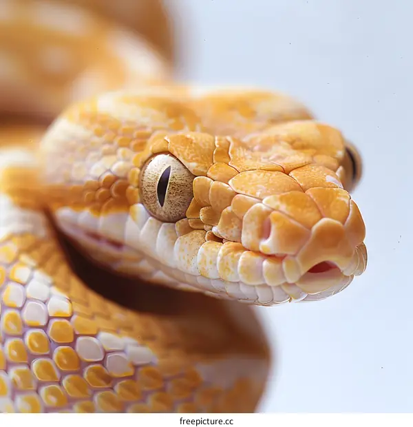 A close up of a ball python