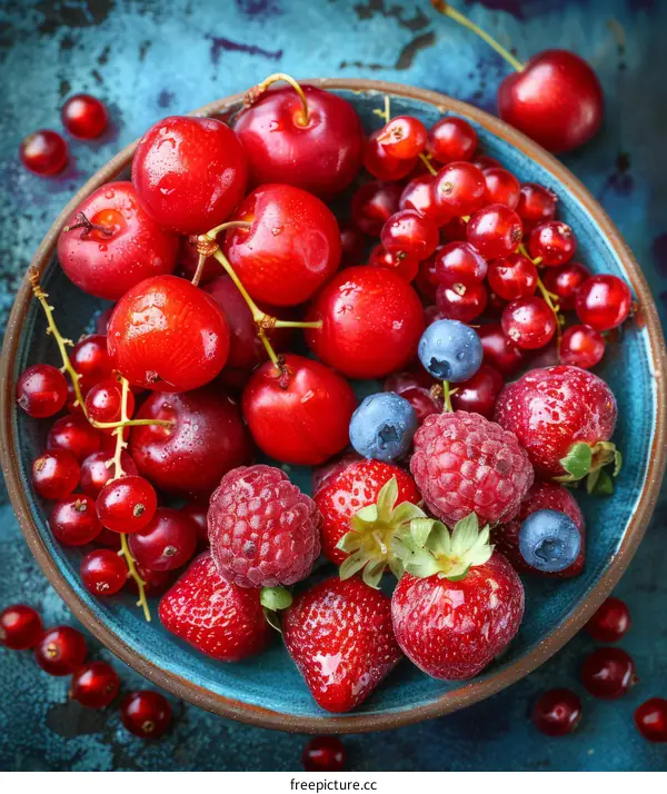 Red Fruit Platter: Fresh Berries & Cherries