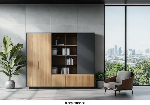 Modern Office Cabinet with City View