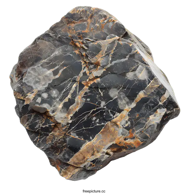 [Transparent Background PNG]Black and Brown Rough Stone Isolated on White Background