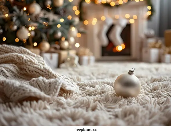 A Cozy Living Room Decorated for Christmas