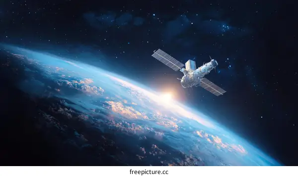 Earth Orbiting Satellite Photorealistic Image
