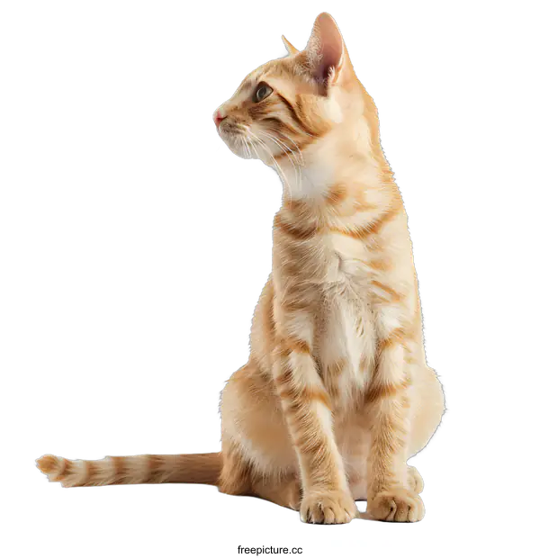 [Transparent Background PNG]Orange Tabby Cat Sitting on a White Background