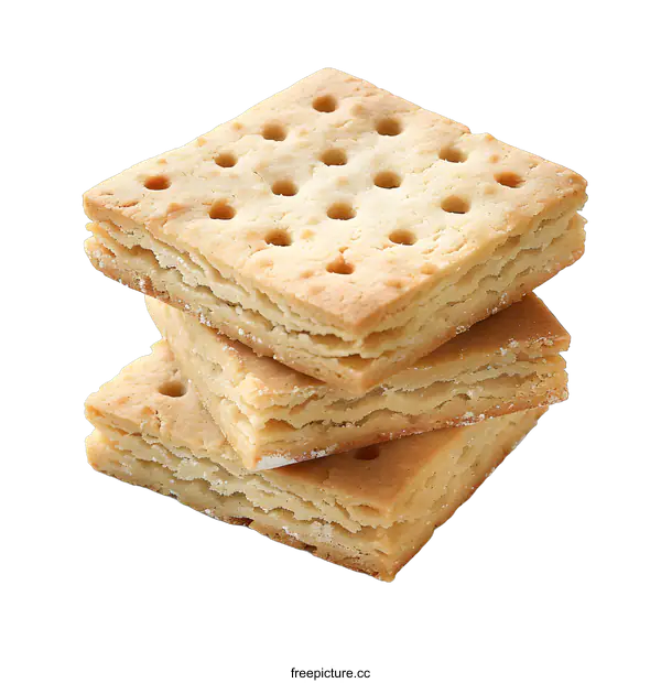 [Transparent Background PNG]Three square crackers stacked on a white background