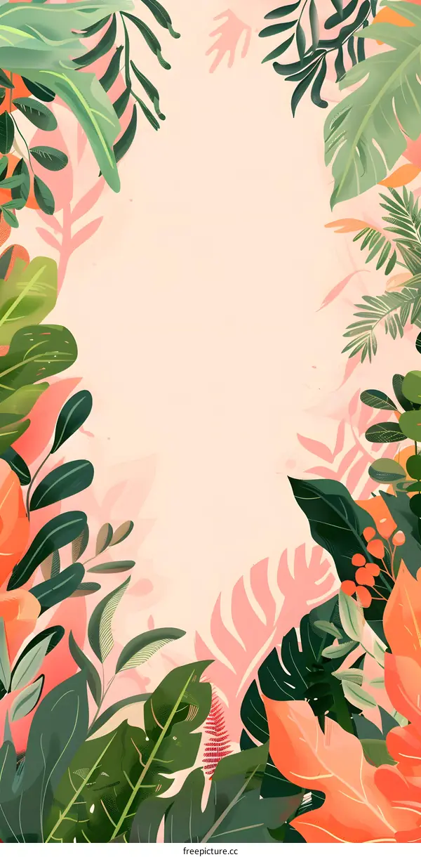 Tropical Leaf Frame Background Illustration