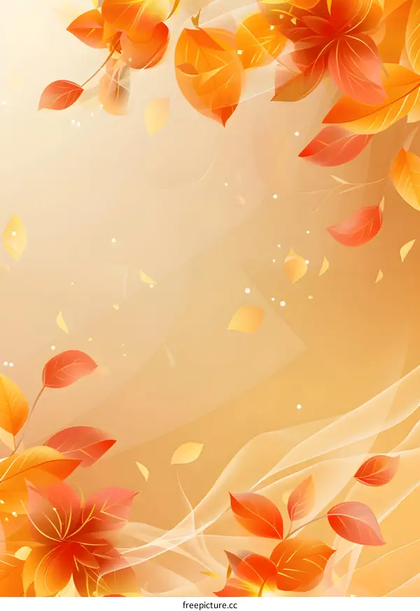 Abstract Orange And Yellow Leaves Autumn Illustration