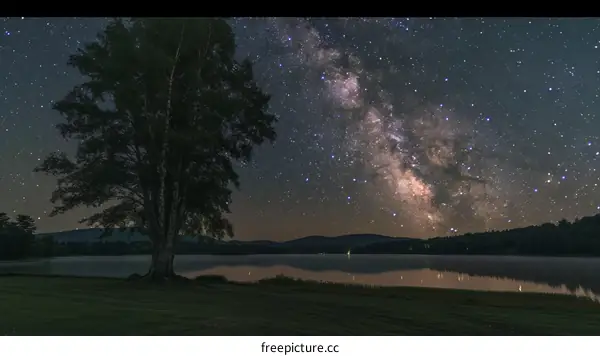 Milky Way Over Starlit Lake