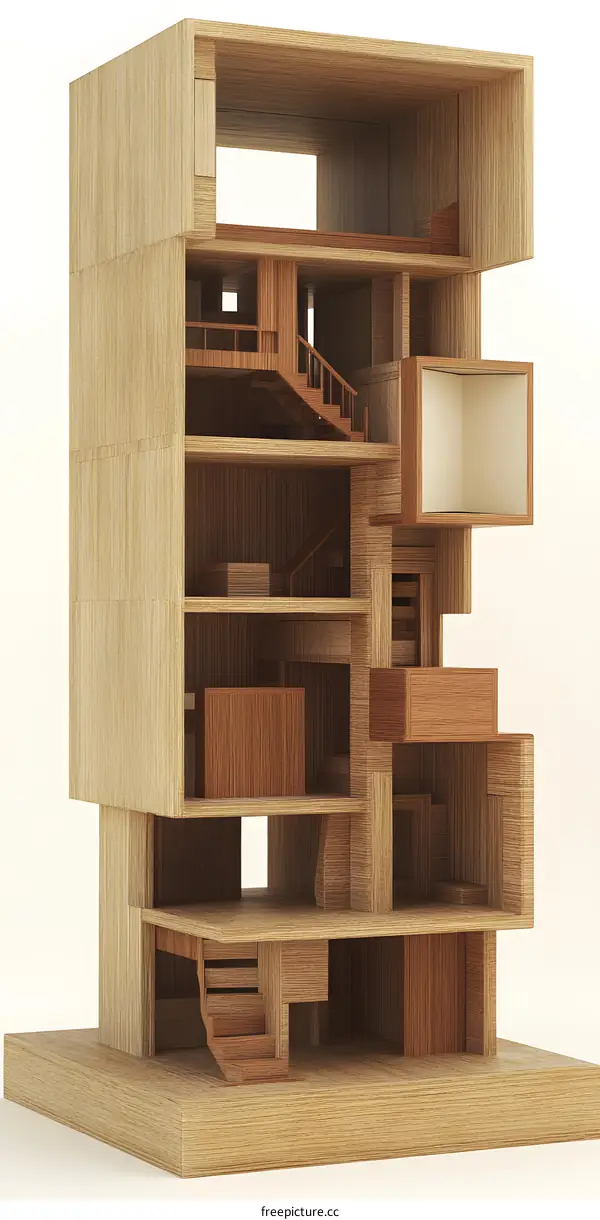 Wooden Model of Modern House Interior Design