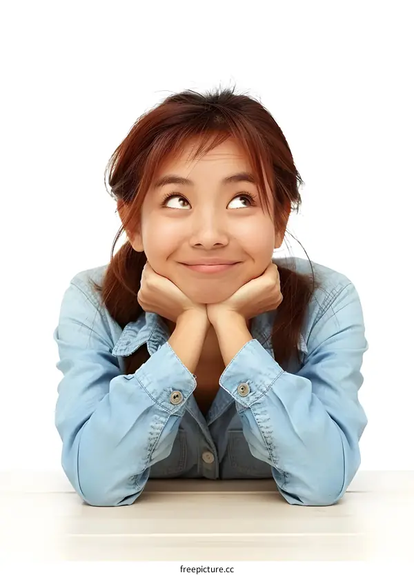 Asian woman daydreaming