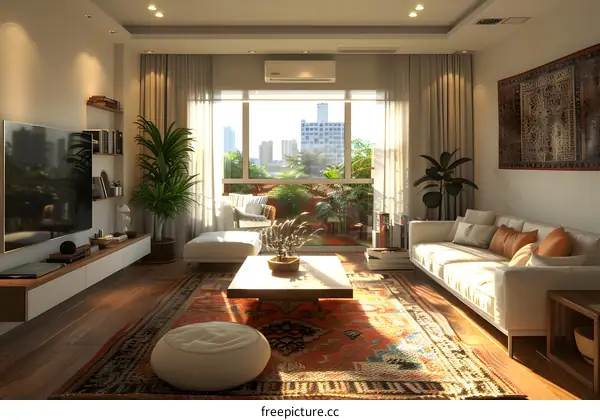 A modern and minimalist living room