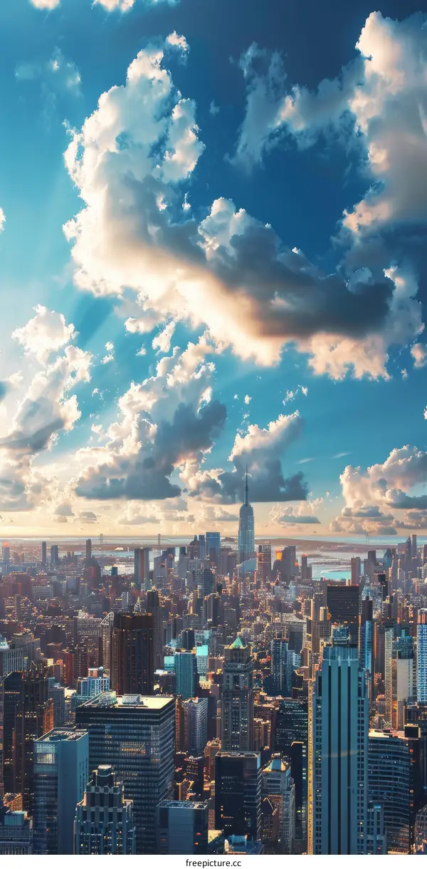 New York Skyline with Clouds