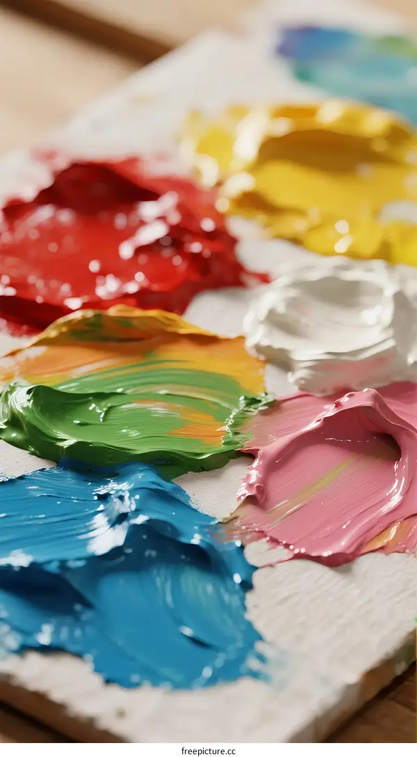 Vibrant Paint Colors on a Palette for Creative Artwork