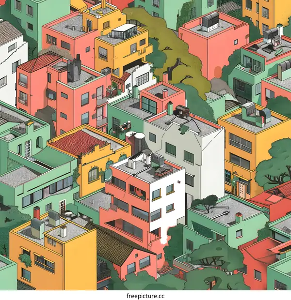 Cityscape Illustration in Isometric Perspective