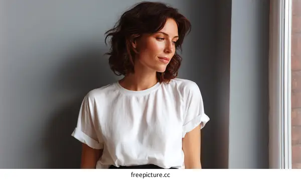 Woman by Window with Thoughtful Expression