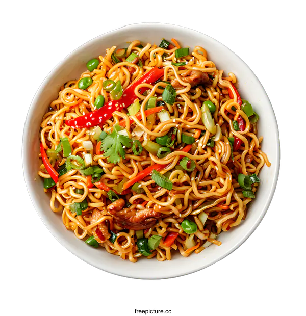 [Transparent Background PNG]Noodles with vegetables and meat