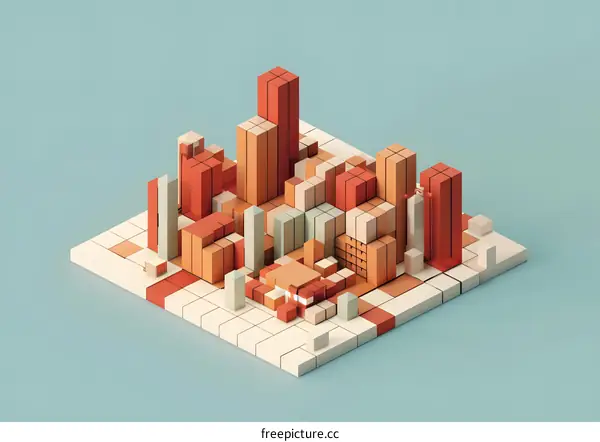 Abstract Colorful Geometric Shapes Cityscape