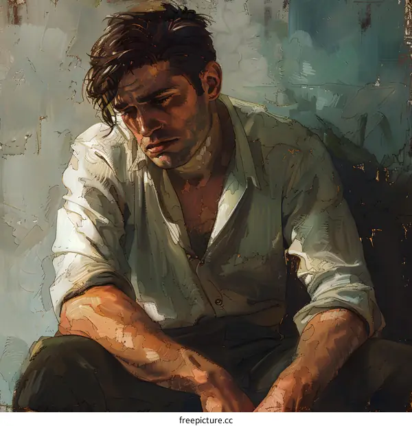 A man sits in a chair, looking despondent