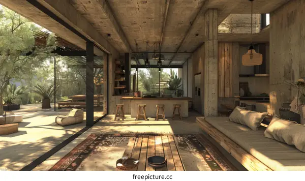 Modern Tropical Home Interior Design with Open Floor Plan