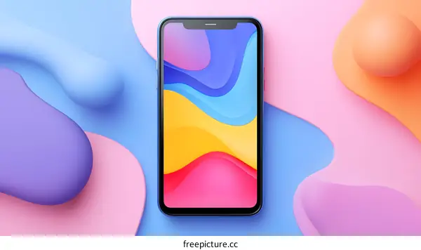 Abstract Phone Mockup with Colorful Background