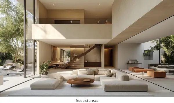 Modern Minimalist Open-Plan Living Area Design