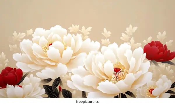 Elegant Peony Flowers in Delicate Asian Style