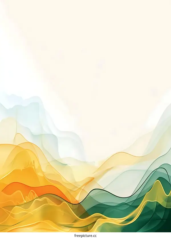 Abstract Watercolor Background With Yellow And Green Swirls