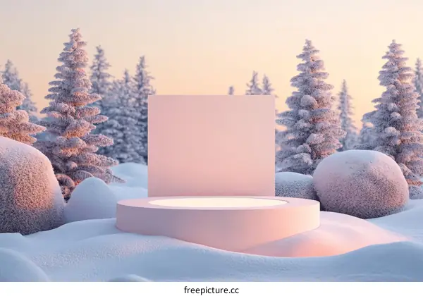 Winter Snow Forest Scene Display Platform