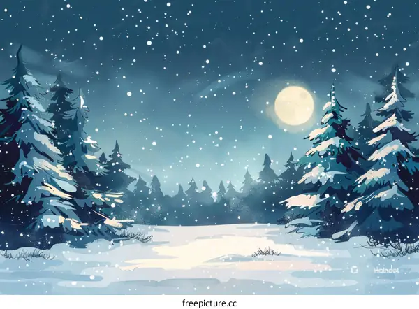 Moonlit Winter Forest